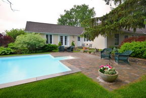Poolside Patio - Country homes for sale and luxury real estate including horse farms and property in the Caledon and King City areas near Toronto